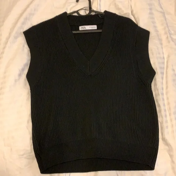 Zara Jackets Coats Black Chunky Knit Sweater Vest Poshmark
